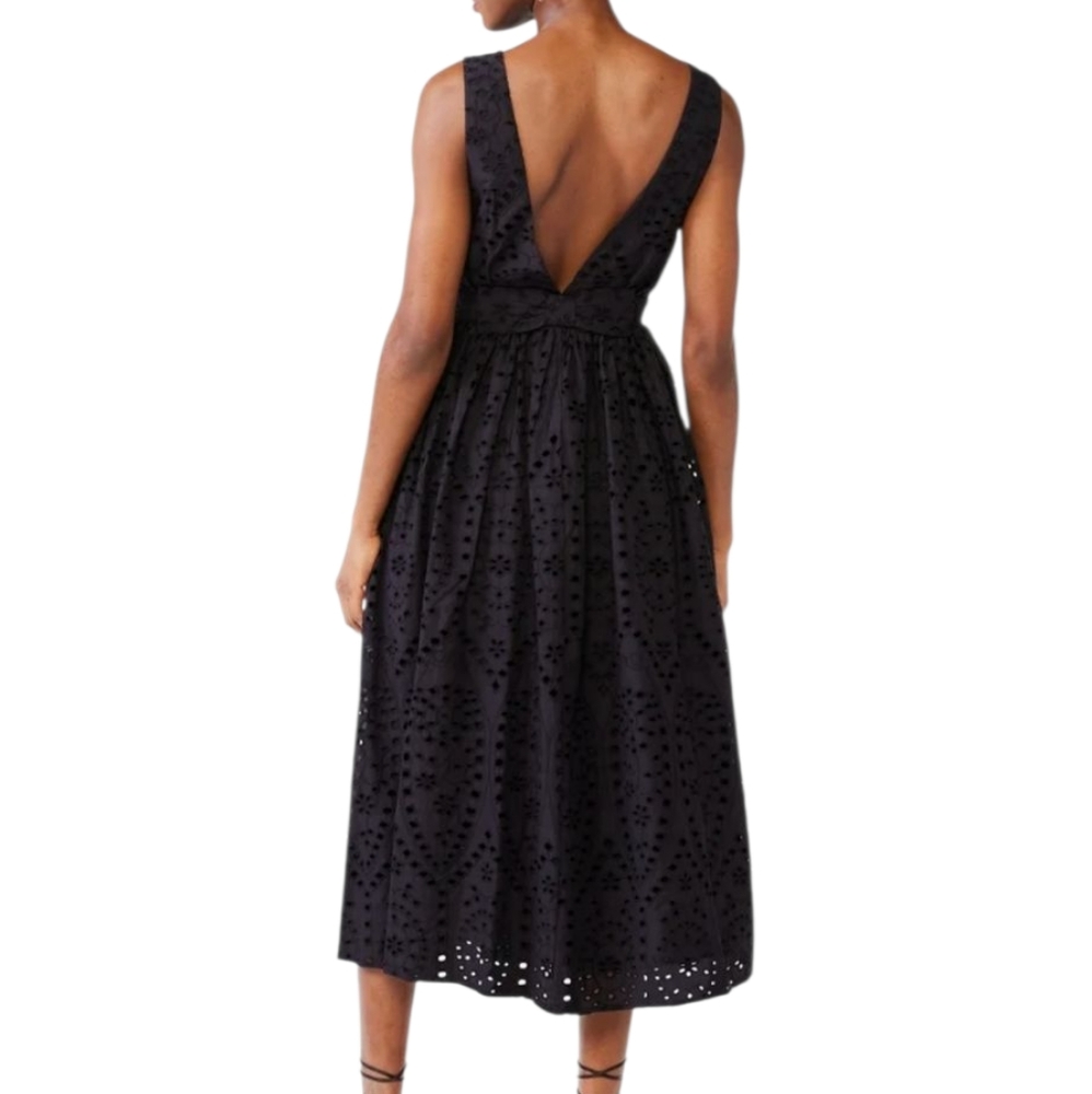 Scoop Women Eyelet Midi Black Dress/ Size 6-8